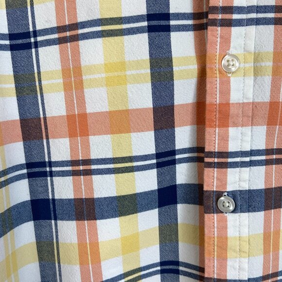 Old Navy Men's (XXL) Everyday Shirt- Regular Fit Yellow, Navy, Peach Plaid - Picture 4 of 6